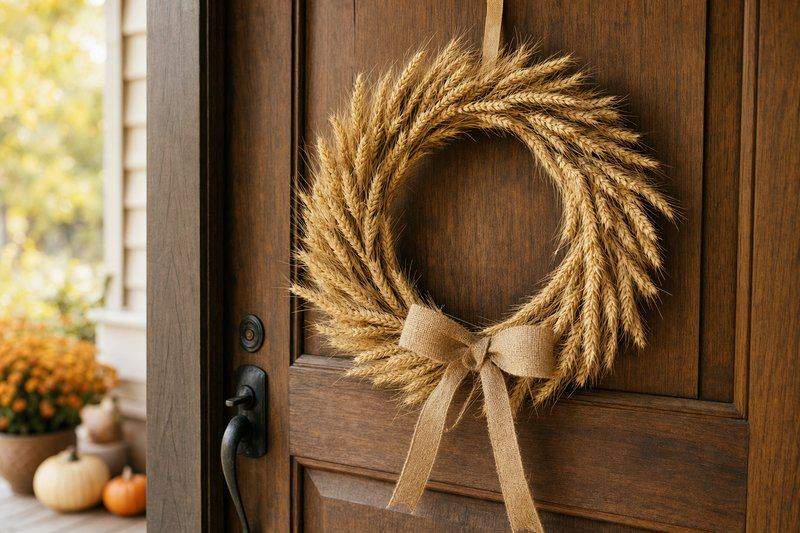 Easy DIY Wheat Wreath for Fall and Harvest Décor — AI-generated image