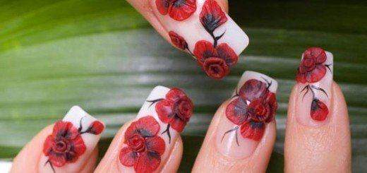 3D acrylic nail art design with raised texture