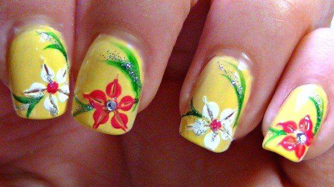 Summer nail design with bright polish